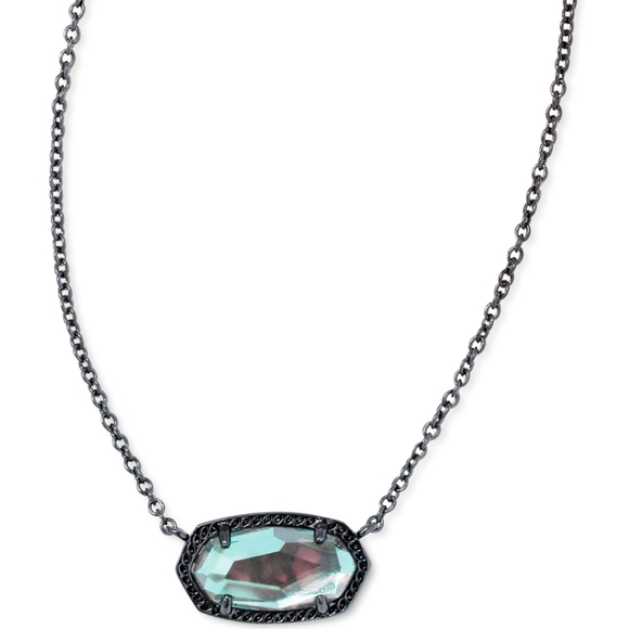 New Elisa Gunmetal Pendant Necklace in Grey Dichroic Glass - Picture 6 of 12